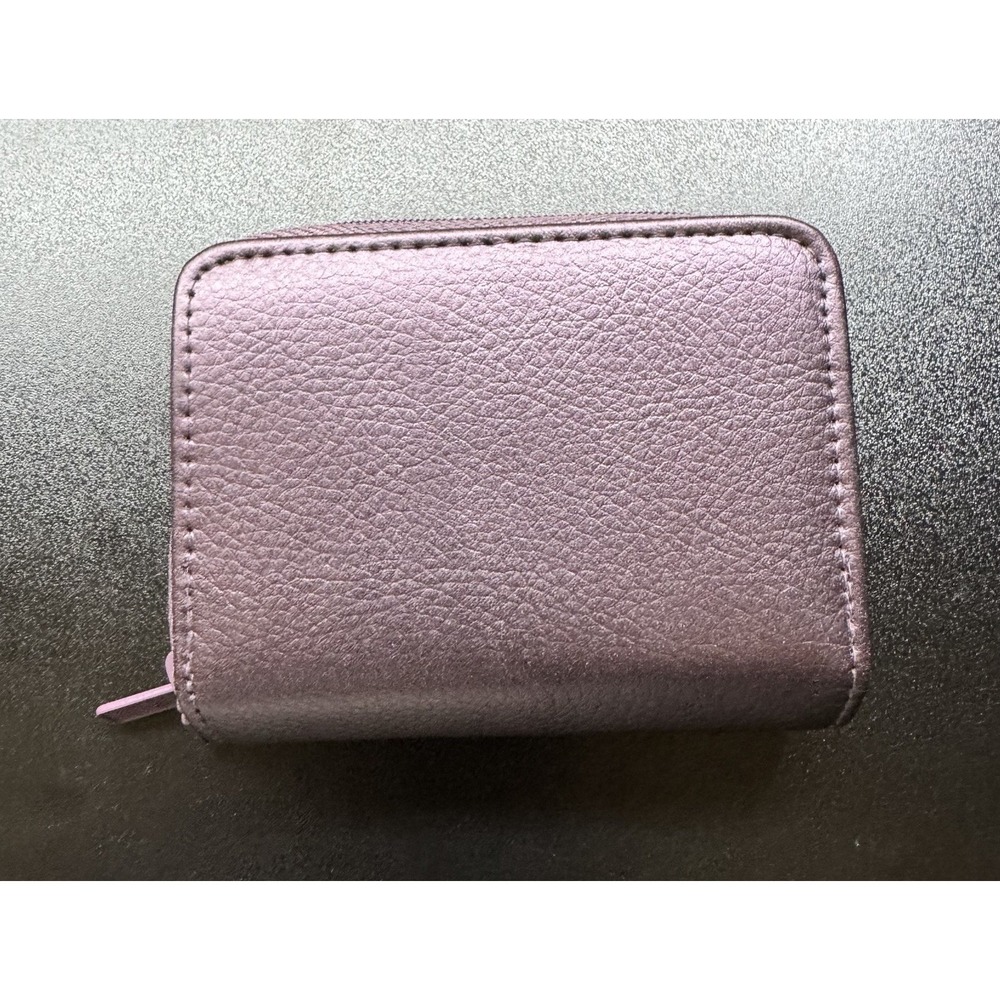 Buxton Purple Pebbled Faux Leather Double Zip Accordion Wallet Card Holder